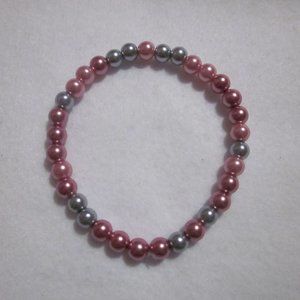 Pink and Silver Stretch Bracelet.